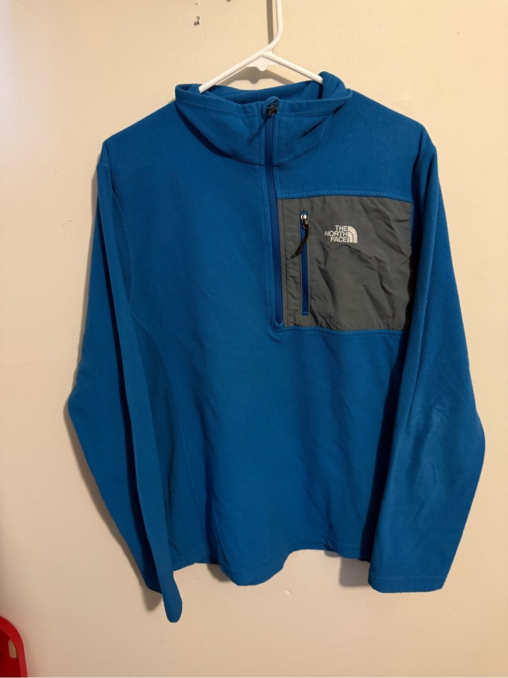 The North Face Blue Lightweight Quarter-Zip Pullover with Gray Chest Pocket